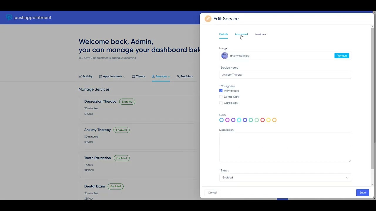 Service Setup Group Booking  - PushAppointment