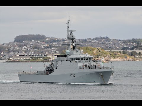 HMS SPEY P234 ENTERS DEVONPORT NAVAL BASE AT DEVILS POINT - 8th April 2021