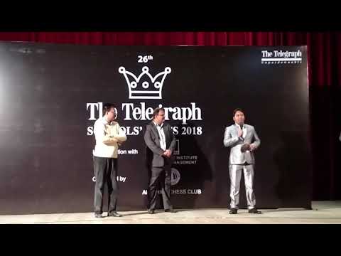 GM Saptarshi Roy delivers his thank you speech at 26th The Telegraph Schools' Chess 2018