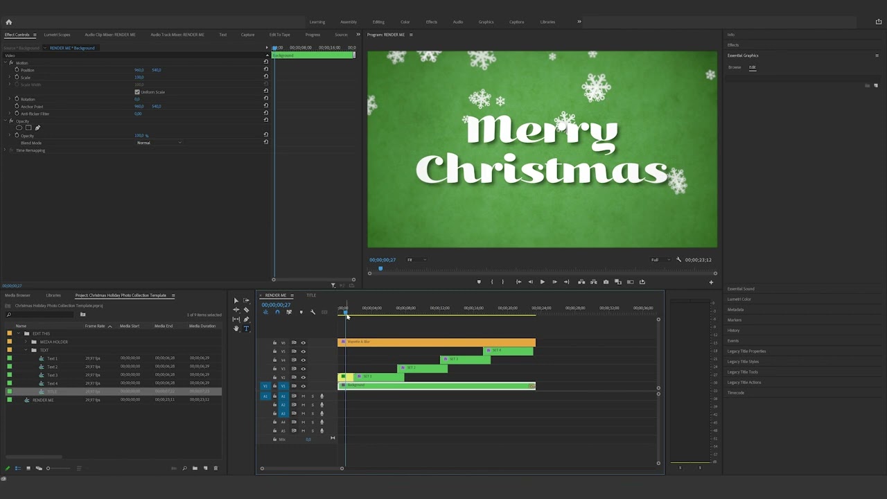 How to edit the Christmas Holiday Photo Collection Template in Premiere Pro
