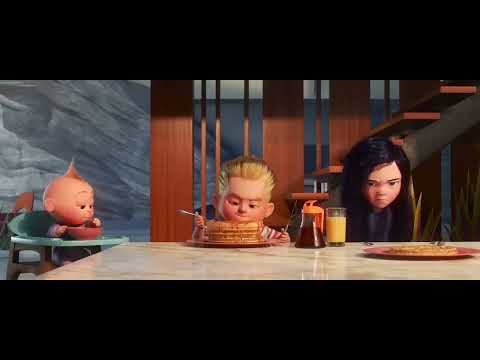 Incredibles 2 official trailer frame: Elastigirl launches the Elasticycle as brassy spy-jazz surges