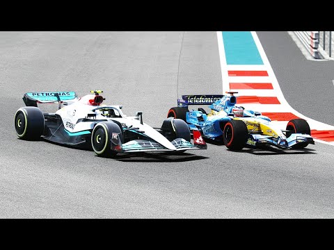 Mercedes F1 2022 vs Renault F1 2005 SLICKS TYRES - Abu Dhabi