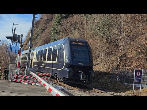 Züge am Bahnübergang in Interlaken Ost Schweiz🇨🇭