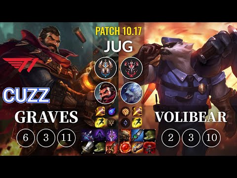 T1 Cuzz Graves vs Volibear Jungle - KR Patch 10.17