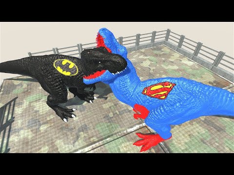 SUPERMAN T-REX VS BATMAN T-REX - Animal Revolt Battle Simulator