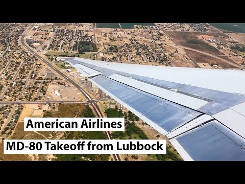 American Airlines McDonnell Douglas MD-80 Takeoff from Lubbock (AA 2864 || LBB-DFW || N9615W)
