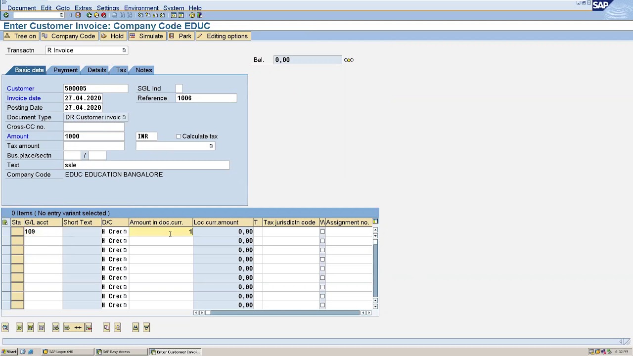 Customer invoice posting in SAP with FB70