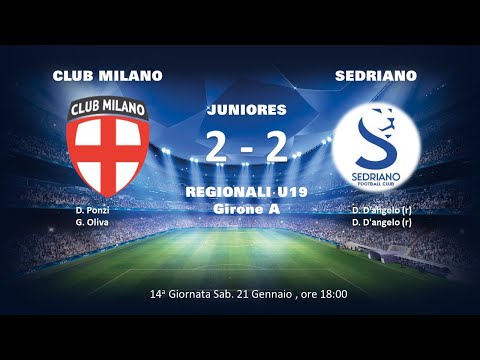 23-01-21 JUNIORES A:  CLUB MILANO - SEDRIANO: 2 - 2