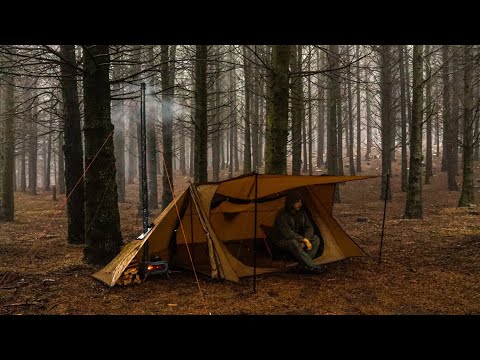 Caught in Violent Storms in a Hot Tent - Winter Camping ASMR