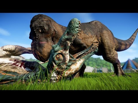 T Rex vs Spinosaurus, Baryonyx, Carnotaurus, Allosaurus, Carcha, Ceratosaurus - Dinosaurs Fighting