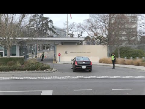 Images outside the US Mission in Geneva as Ukrainian and US officials due to hold talks on war | AFP