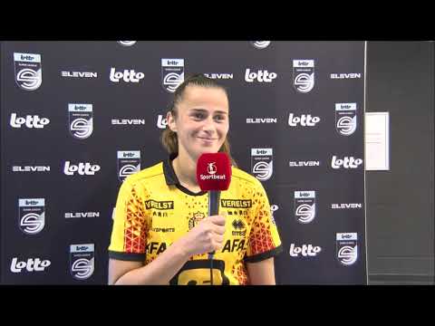Interview met KV Mechelen Women speelster Ibti Bouharat na de wedstrijd tegen YLA Club Brugge Women.