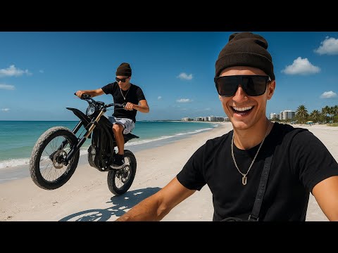 Electric Dirtbike Wheelies On America’s #1 Beach! 