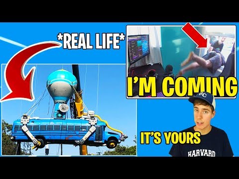 MrBeast Gives Tfue *REAL LIFE* Battle Bus Live On Stream!!