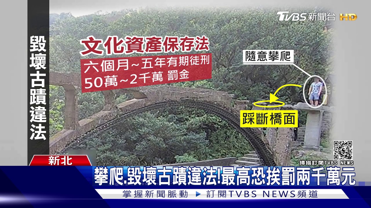 遊客冒險爬「水圳橋」 踩壞古蹟摔落橋墩