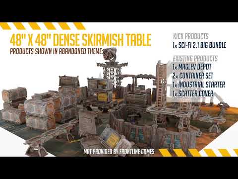 TinkerTurf SciFi Miniature Terrain - Large Skirmish Table Example 1 - Abandoned Theme