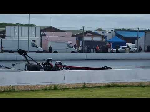 main event santa pod top fuel dragster engine fire 2023