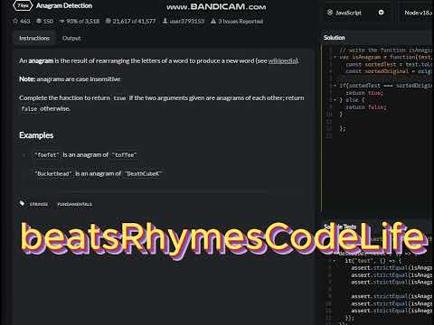 Codewars Anagram Detection Solution Javascript