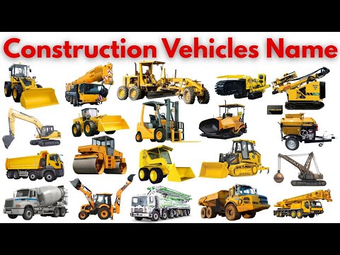 Construction Vocabulary for Kids 🚜 | Trucks, Cranes & Mixers | Learning Fun | #Learning