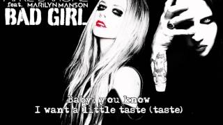 Avril Lavigne -  Bad Girl feat  Marilyn Manson (lyric video)