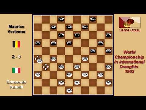 Edmondo Fanelli (ITA) - Maurice Verleene (BEL). Draughts World Championship. 1952.