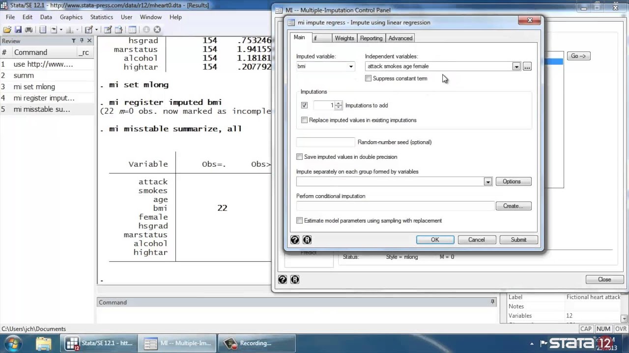 Multiple imputation in Stata®: Linear regression