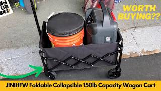 JINIHFW Foldable Collapsible Outdoor Utility Wagon Cart with All-Terrain Wheels Unboxing & Review