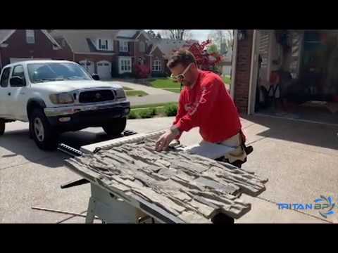 Video: Lightning Ridge faux stone panel in Gray Fox – basement wall installed by a DIY homeowner