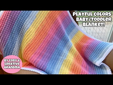 EASY CROCHET Playful Colors Baby Blanket Tutorial  #lionbrandyarn