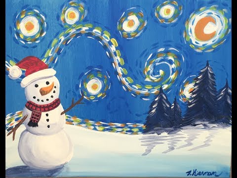 How To Paint Snowman Starry Night