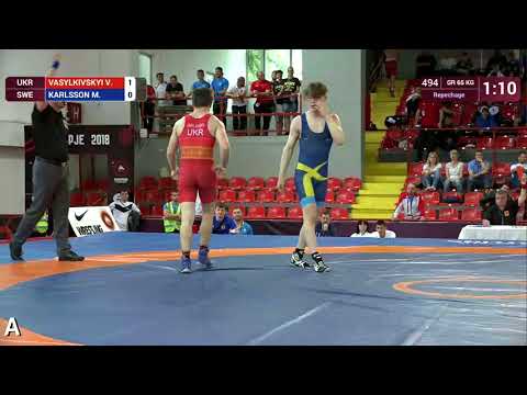 Repechage GR - 65 kg: V. VASYLKIVSKYI (UKR) v. M. KARLSSON (SWE)