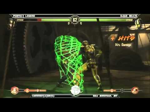 MK9 casuals, Perfect Legend (H. Cyrax, Kung Lao, Kabal) vs D Que Beats (Cyrax)