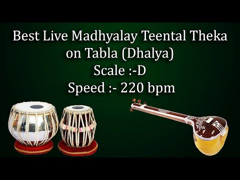 मध्यलय तीनताल | Best Live Madhyalay Teental Theka | D Scale | 220 bpm | Safed 2 | सफेद २