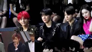 [FANCAM MAMA 2018 HK] BTS reaction to WANNA ONE TRIPLE POSITION BEST UNIT 181214
