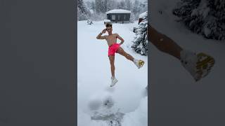 Crazy Roof Jump into 1 Meter of Fresh Snow.... #shorts