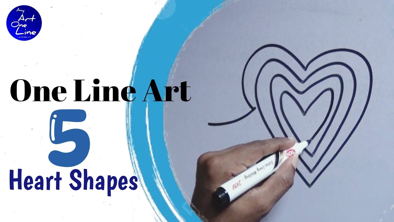 One Line Drawing: 5 Unique Heart Designs in 5 Stages