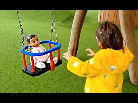 Fun Playground for Childrens - Swing and Long Slide