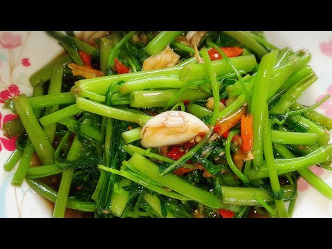 Stir Fried Morning Glory Recipe Thai food, easy method, delicious crispy vegetables