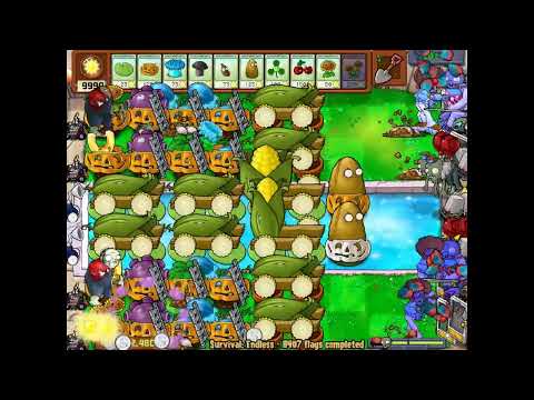 Plants vs Zombies Survival Endless Part 85 8400-8500 Flags