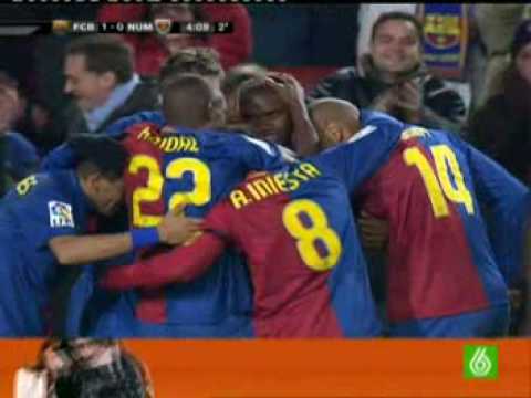 FC BARCELONA 4 vs 1 NUMANCIA golazo de MESSI 24-01-2009 (alta calidad)