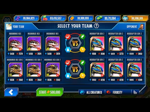 INDOMINUS REX VS INDORAPTOR GEN 2 VS INDOMINUS REX GEN 2 | JURASSIC WORLD THE GAME