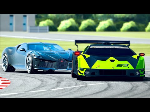 Lamborghini Essenza SCV12 vs Bugatti La Voiture Noire at Top Gear Track