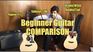 Video thumbnail for Beginner guitar comparison | Yamaha F280 vs Kepma A1c vs Orangewood Manhattan | Guitar Review by Guitarstore India