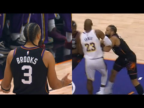 Dillon Brooks gets tech 1min into game for bumping with LeBron James 😂