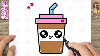 How to Draw a Cute Easy Coffee Cup for Kids Step by Step