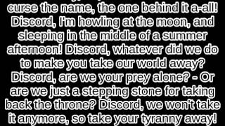 Eurobeat Brony &amp; The Living Tombstone - &quot;Discord (Remix)&quot; (Unofficial Lyric Video)