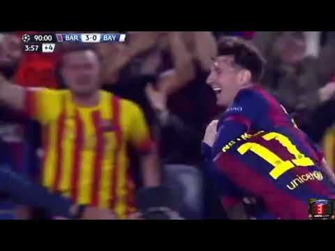 LATE GOAL of Neymar Jr. (Barcelona ESP) v Bayern München at 90+3 ／  2014-15 UCL semifinal 1º leg