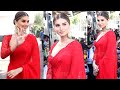 Tara Sutaria Looks Gorgeous In Red Saree Arrives For Promotion Heropanti 2 Dance Deewane Juniors