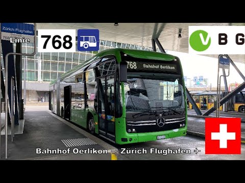 🇨🇭 Cab Ride VBG Buslinie 768 von Zürich Bahnhof Oerlikon nach Zürich Flughafen ✈️