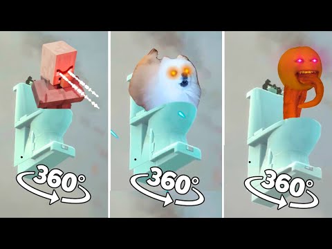 RRelys 360VR - Skibidi Toilet Minecraft Villager vs Dog Toilet vs Annoying Orange Toilet | 360 VR Finding Challenge